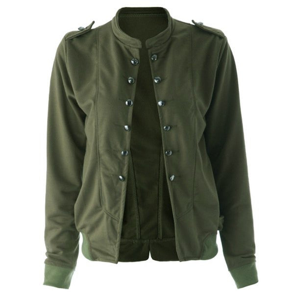 "Mod Series" Long Sleeves Double-breasted Stand Collar Slit Epaulets Women's Jacket