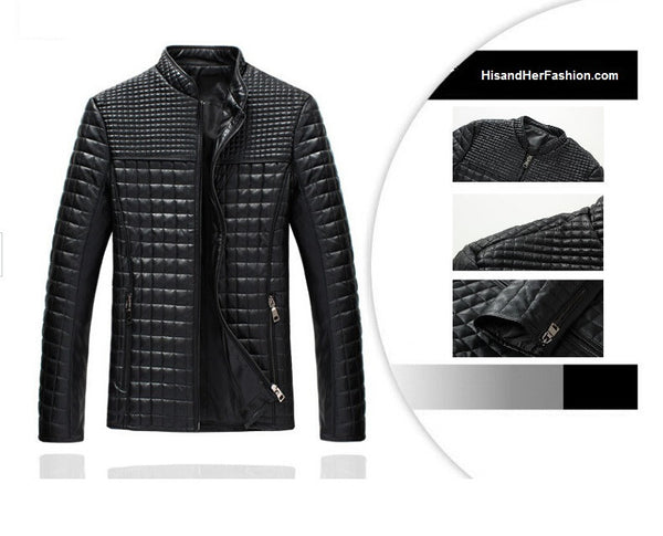 Stand-Up Collar Short Motorcycle Water Wash Leather Jacket "Chic Series"
