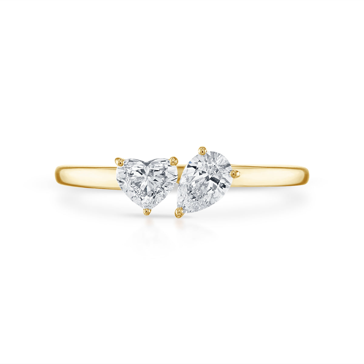 Robert Pelliccia Emerald and Pear Shaped Diamond Toi et Moi Ring