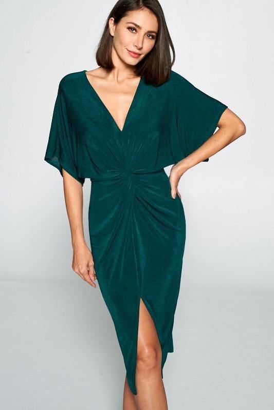 hunter green midi dress