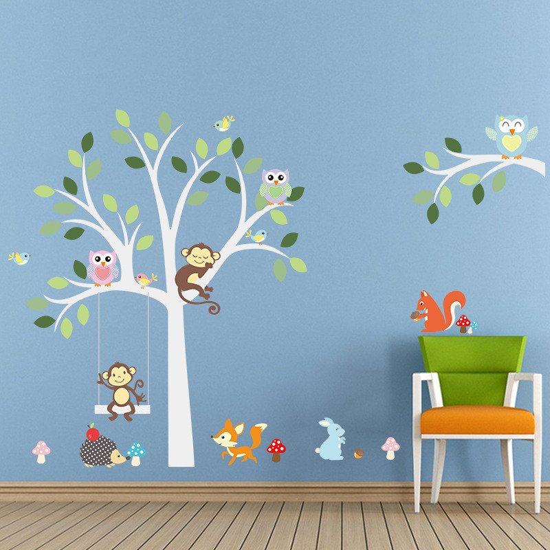 Jungle tree decal decals for girls boys tree decal