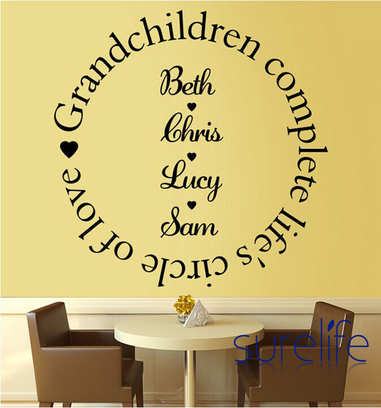 Vinyl Grandchildren Complete The Circle Of Love Wall Quote Wall Decal Ellaseal