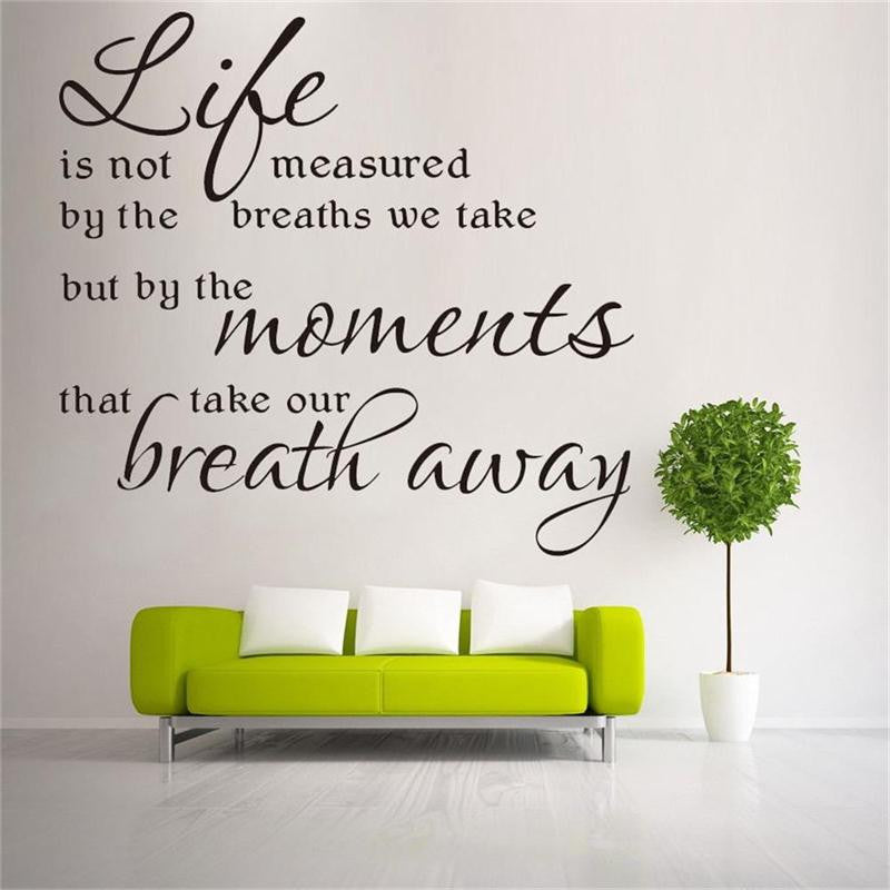 Life Is Not Measured By Breaths Vinyl Decal Wall Decor Sticker Words Lettering 