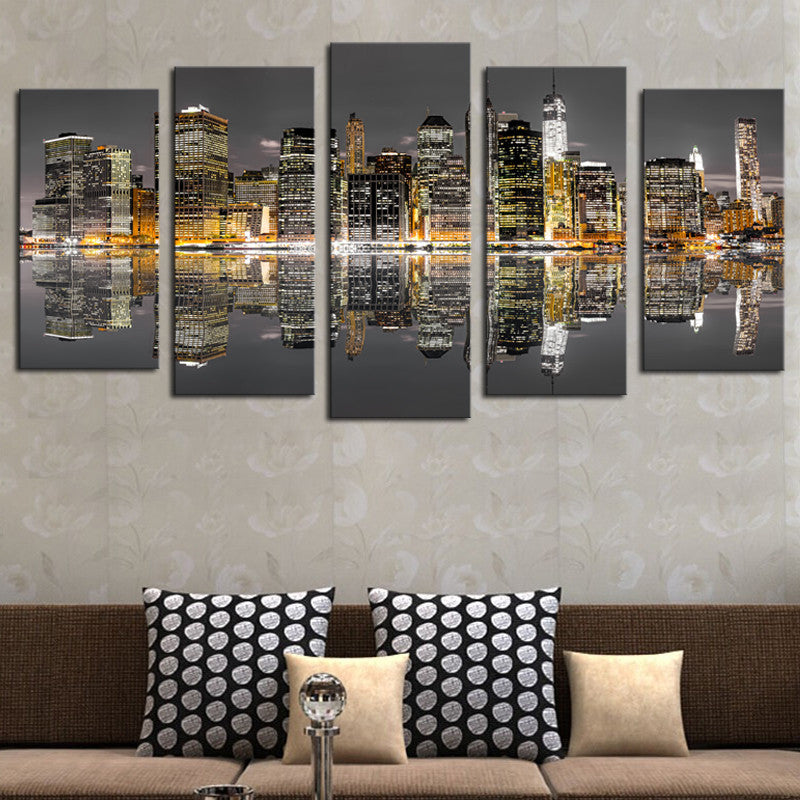 New York City Modern Dynamic Life 5 pieces Canvas Wall Poster Home Decor 