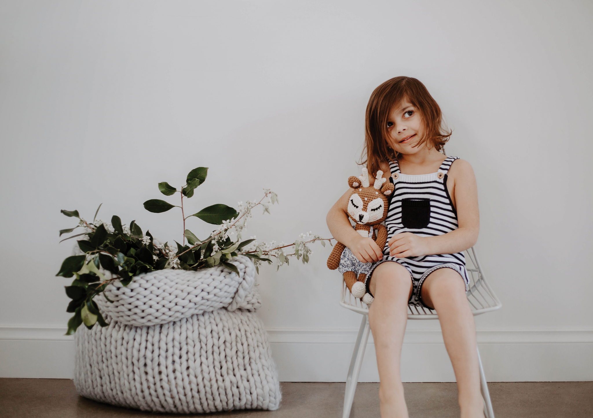 NAVY STRIPE SHORT KNIT OVERALL