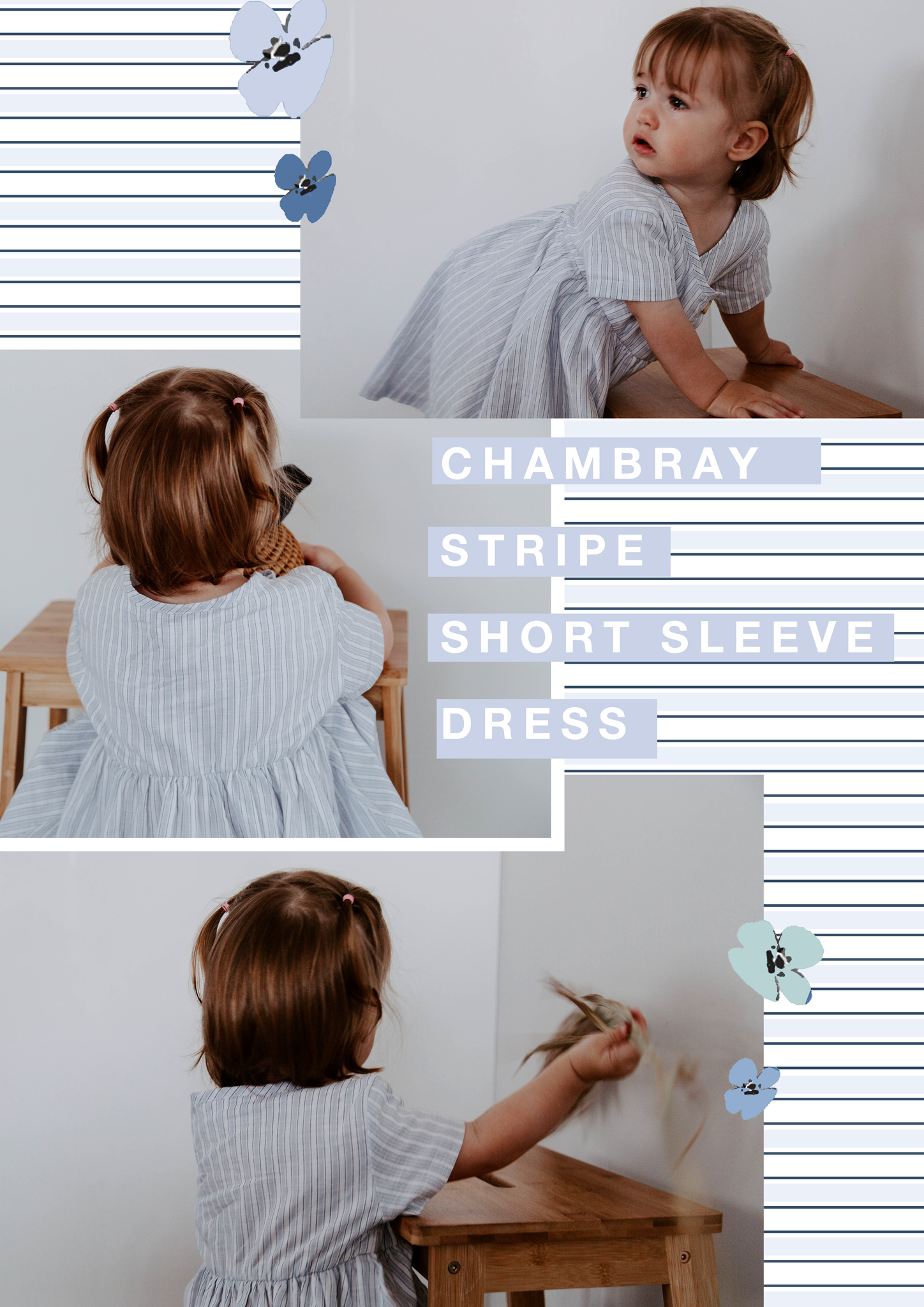 chambray stripe short sleeve dress