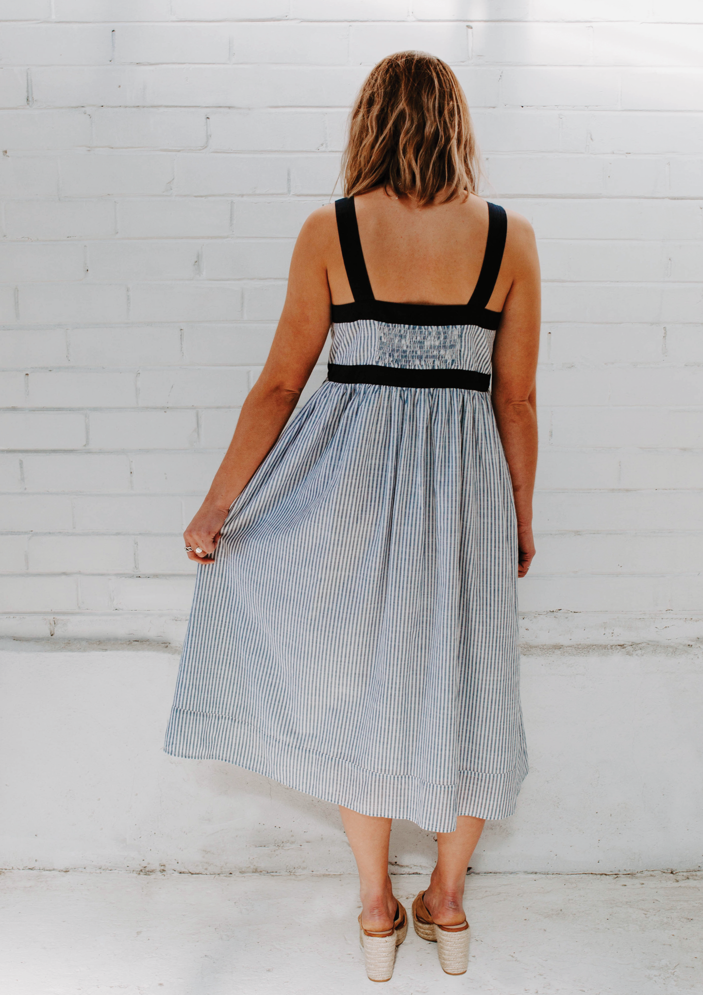 zoe dress navy stripe