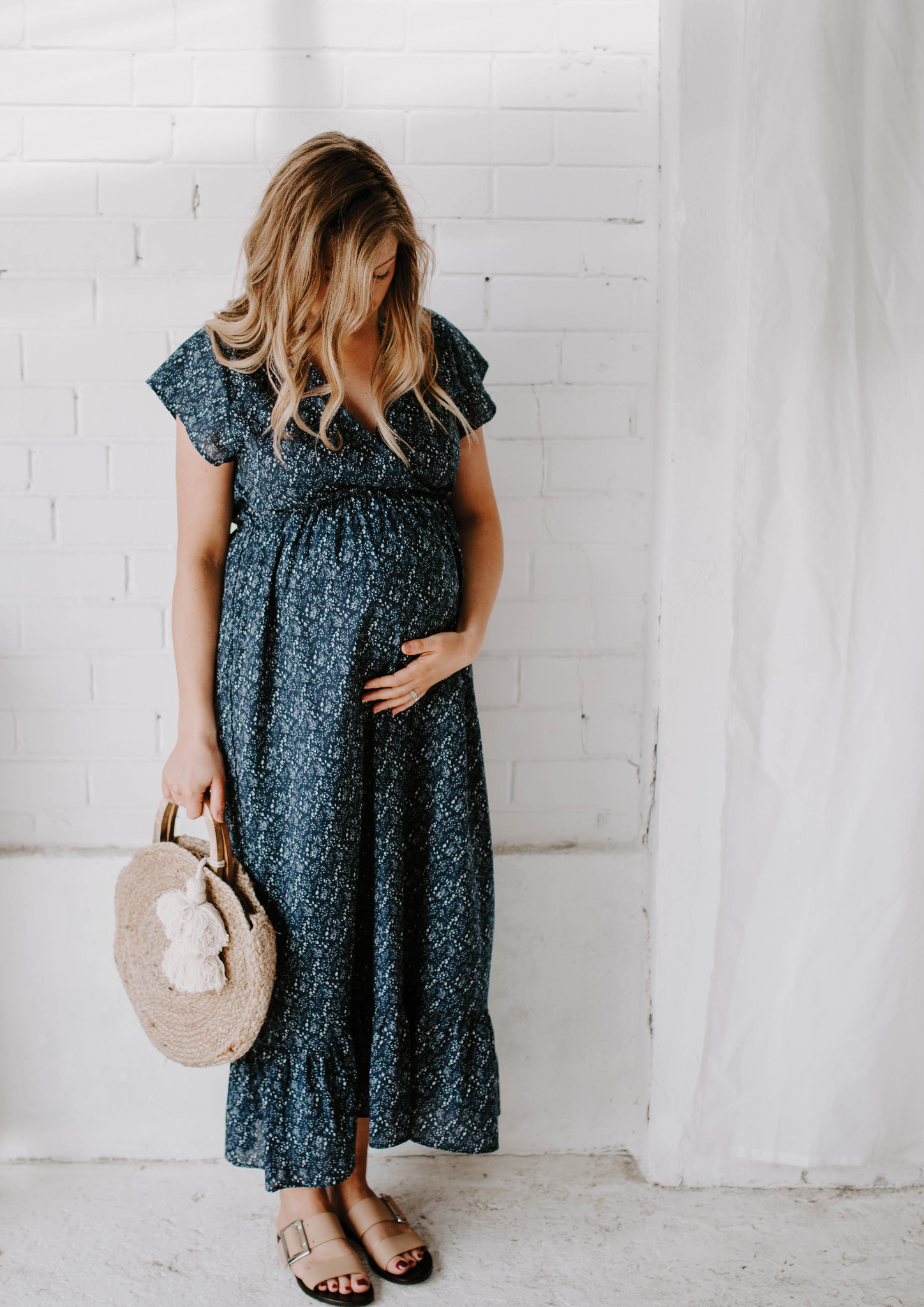 JESSICA DRESS NAVY LEAF PRINT