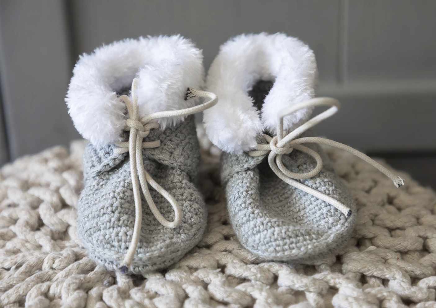 grey fur booties