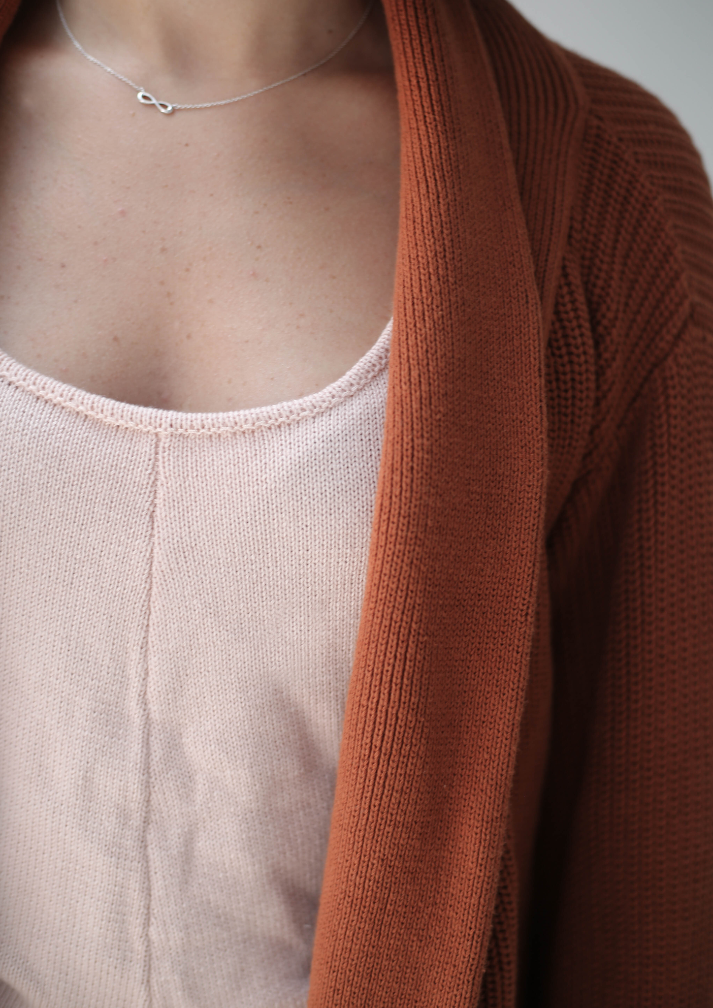 rebecca chunky knit cardigan terracotta