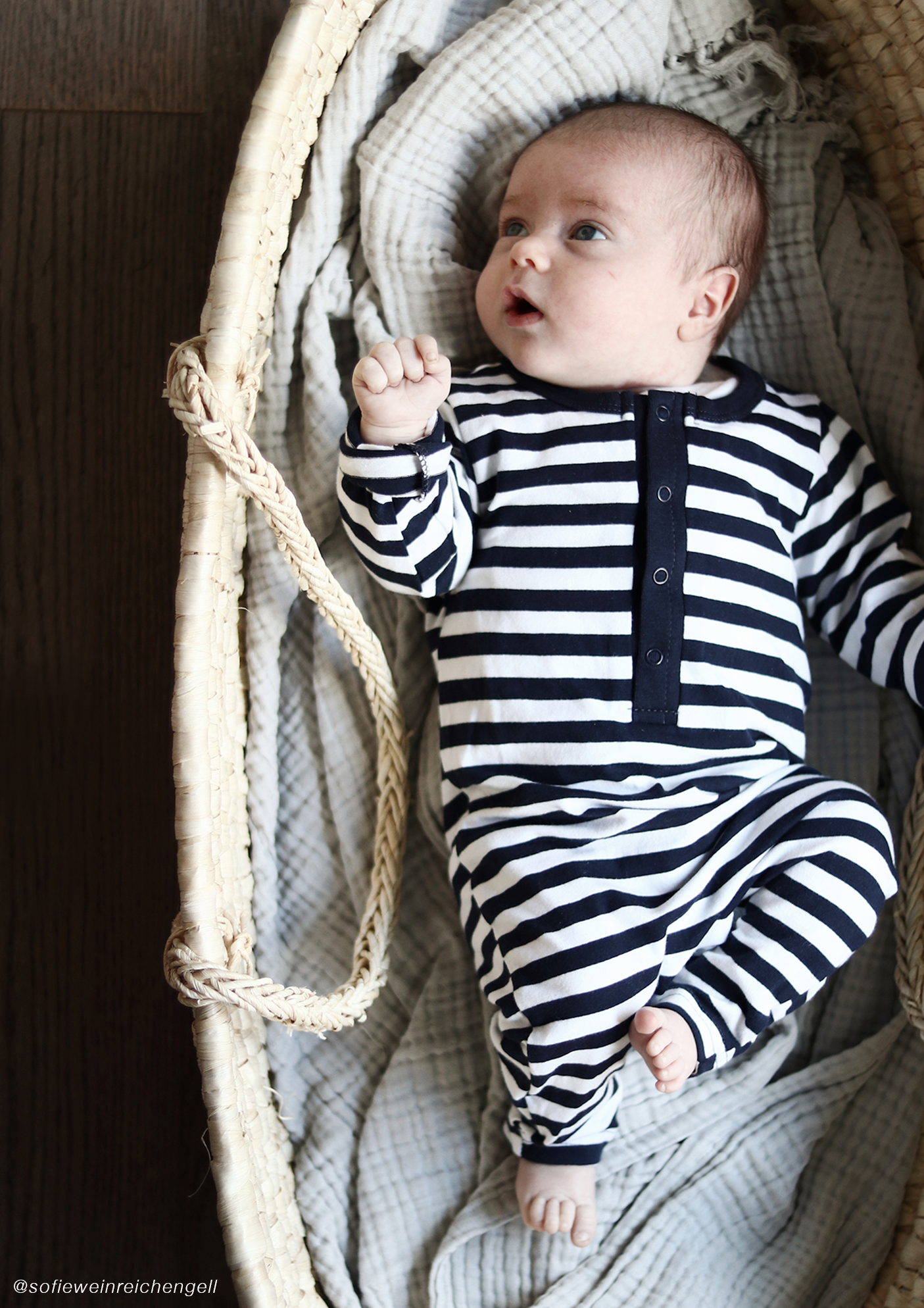 classic navy stripe baby suit