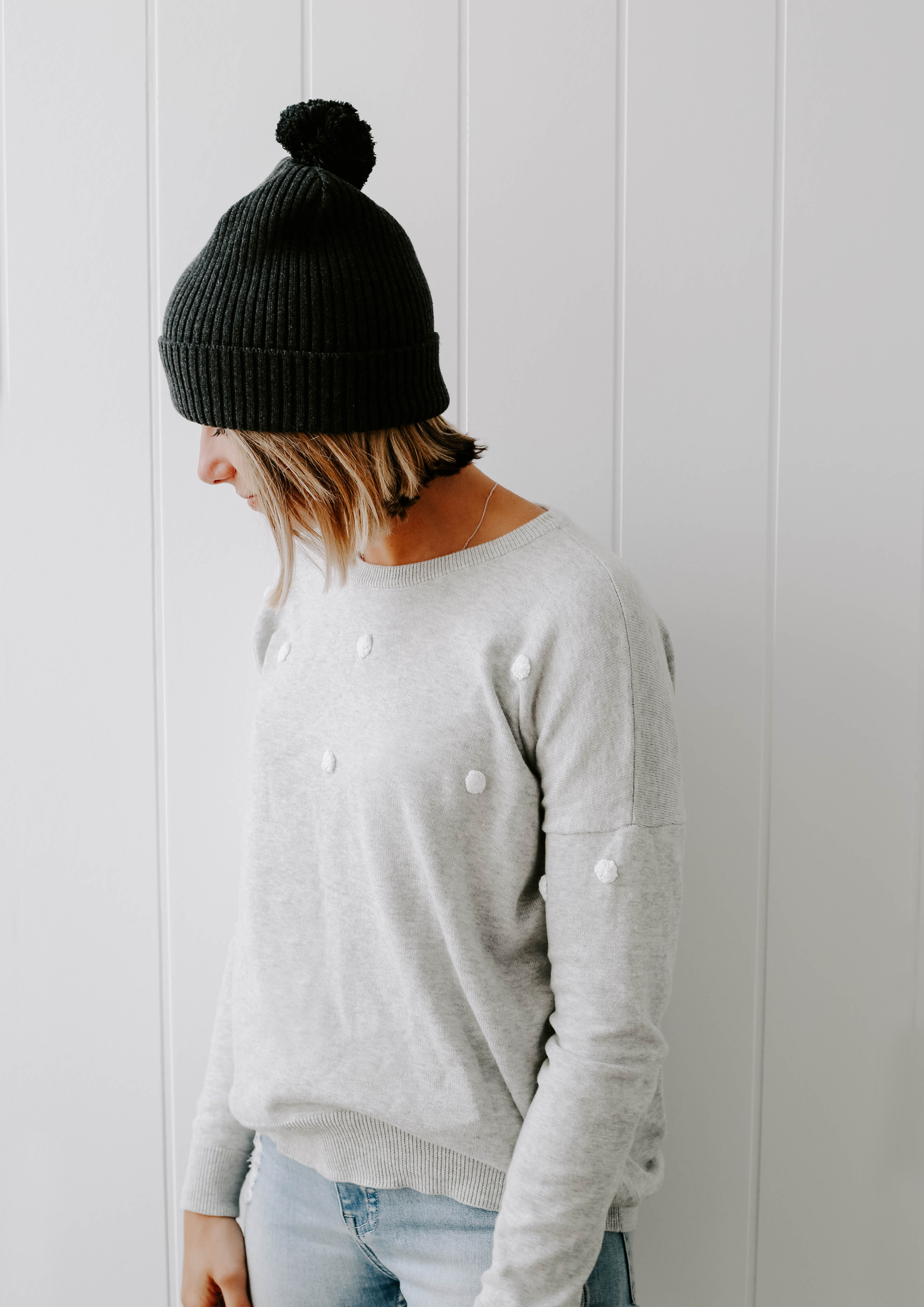 coco dot knit jumper grey