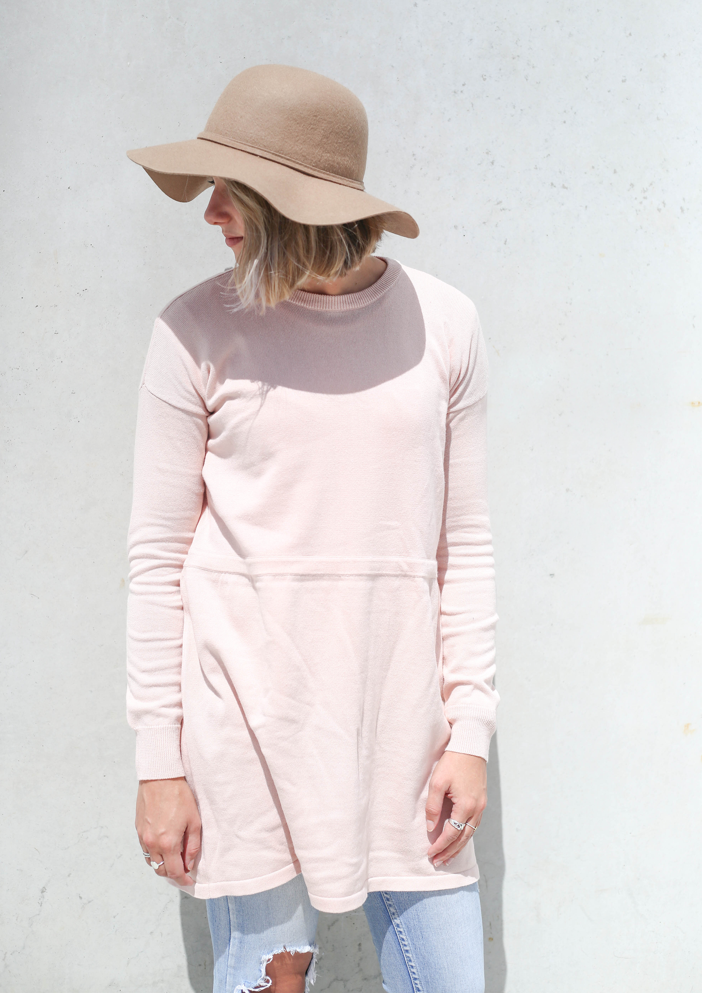 rosie knit jumper dress dusty pink
