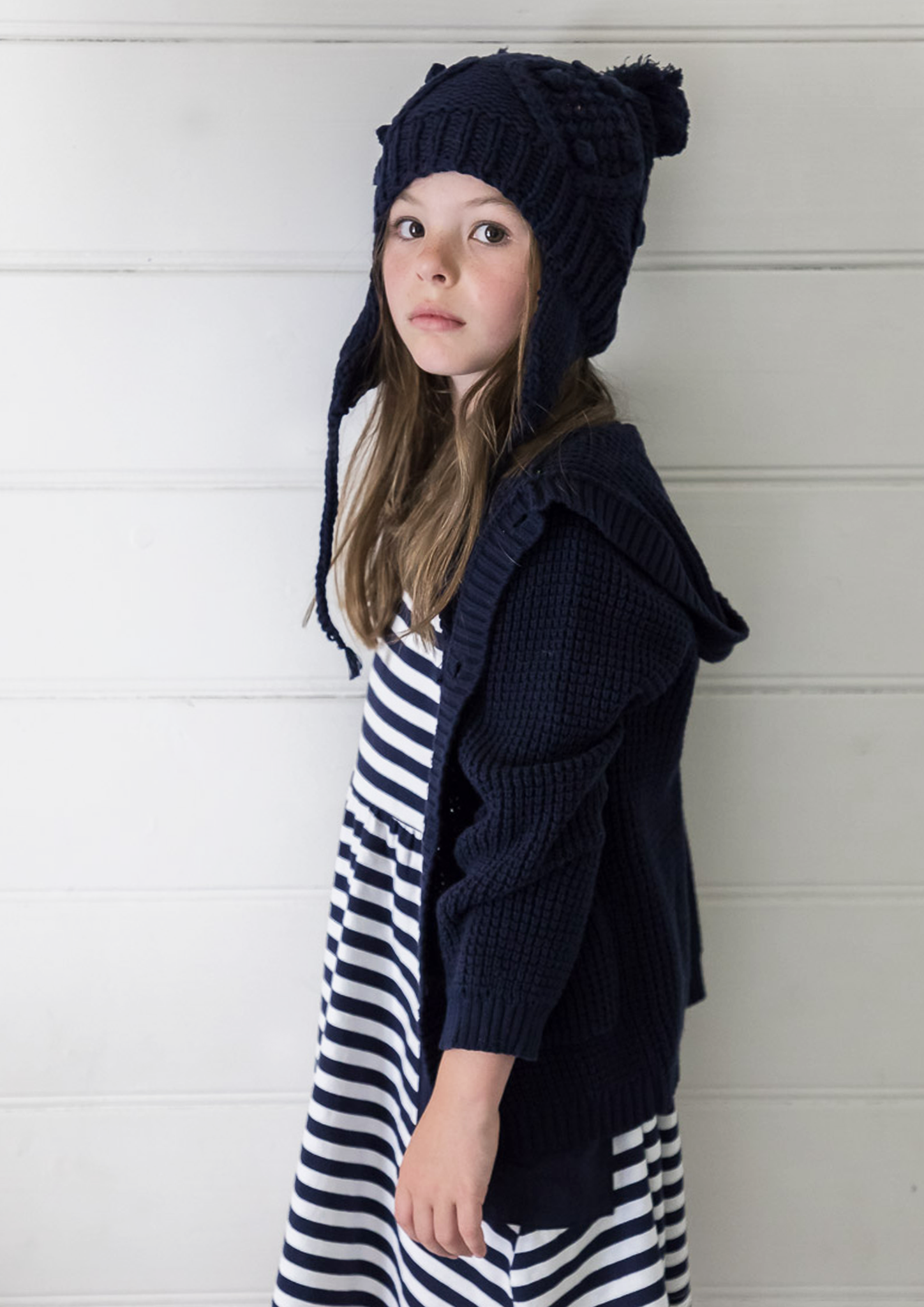 waffle knit hoodie navy