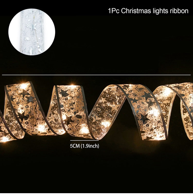 Christmas Tree Lights Holiday Ornaments Ribbon Fairy Light String Garland