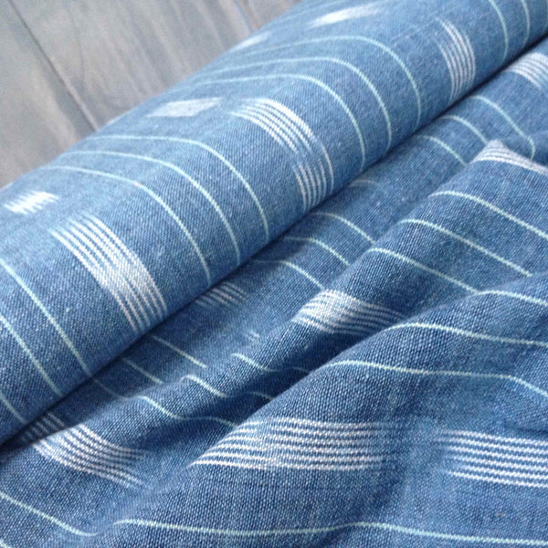 Chambray Broken Stripe Ethically Sourced Ikat Fabric