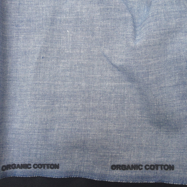 100% Organic Cotton Crossweave in Mid Blue | The Draper's Daughter