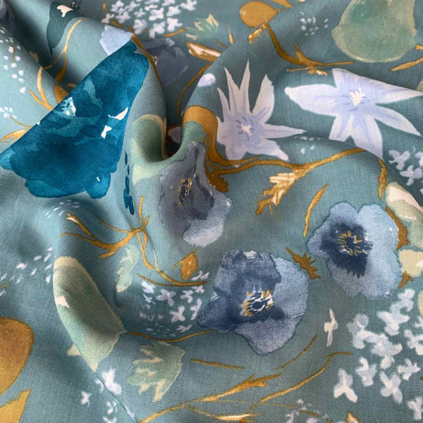 Nani Iro Fuccra on Blue tencel Sewing Fabric
