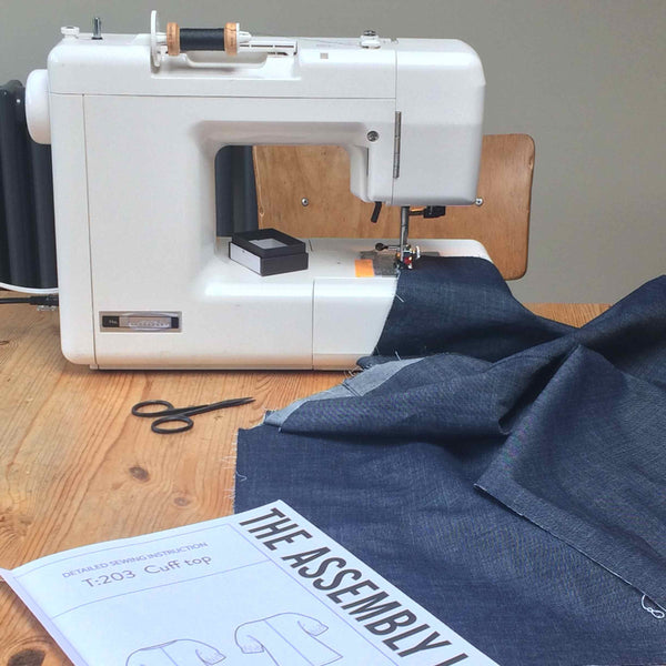 The Assembly Line Cuff Top Sewing Pattern in Draper Denim