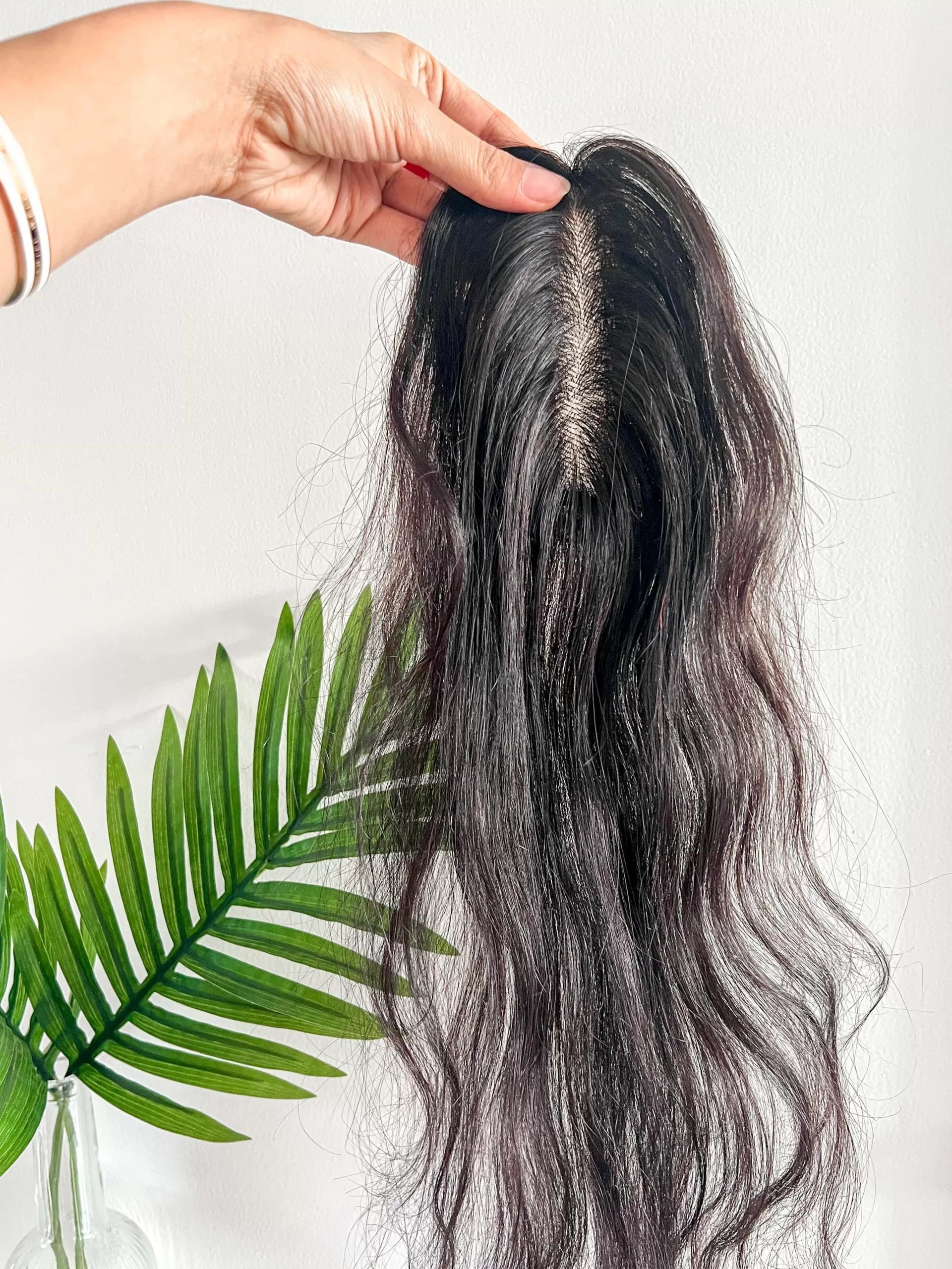 Natural Wavy Scalp Line Hair Topper –  x 5inch – Silk Base – Nish H – Nish  Hair
