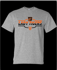 YOUTH SIZES - LADY TIGERS BASKETBALL MERCH - GILDAN WHITE OR SPORT GRAY APPAREL