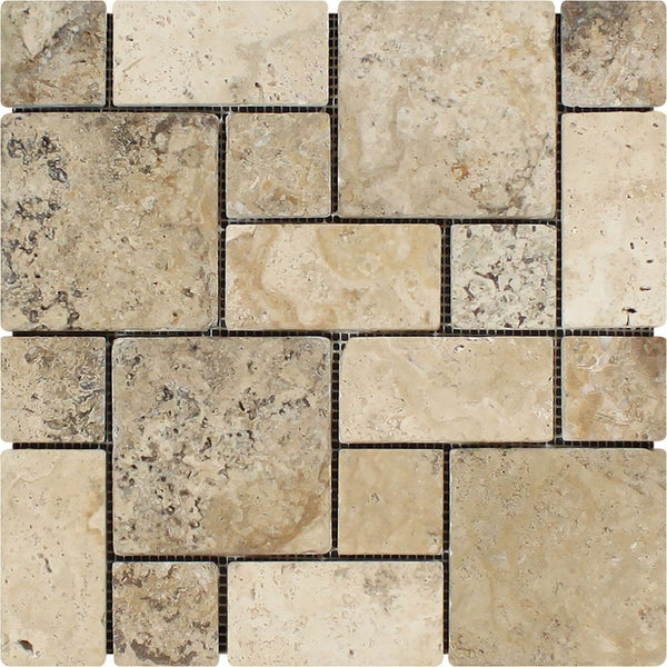 Philadelphia Travertine 3 Pieced Mini Pattern Mosaic Tile Tumbled