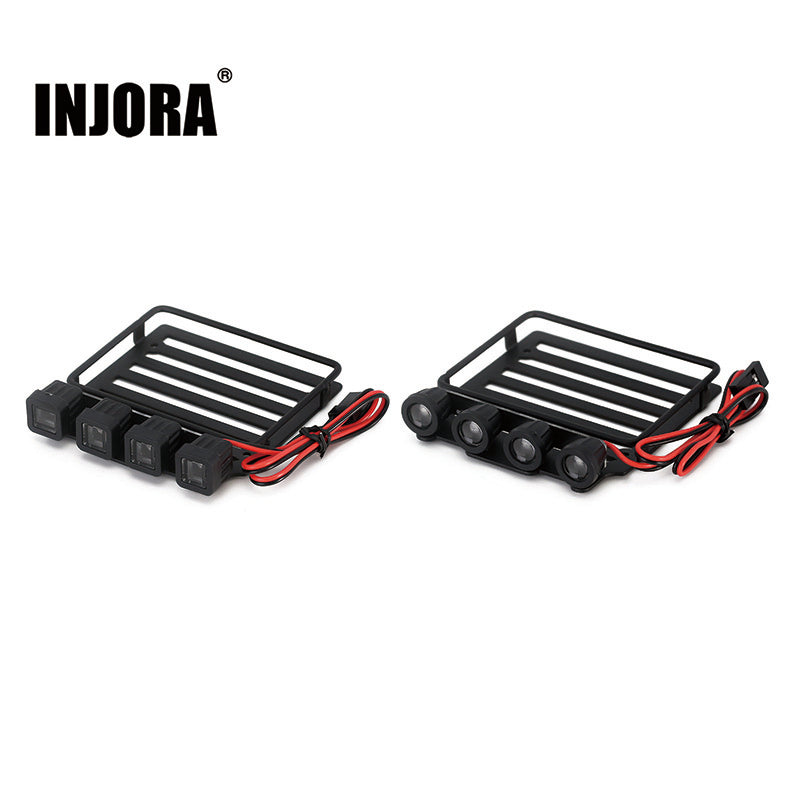 INJORA Luggage Carrier Roof Rack With Spotlights For Axial SCX24