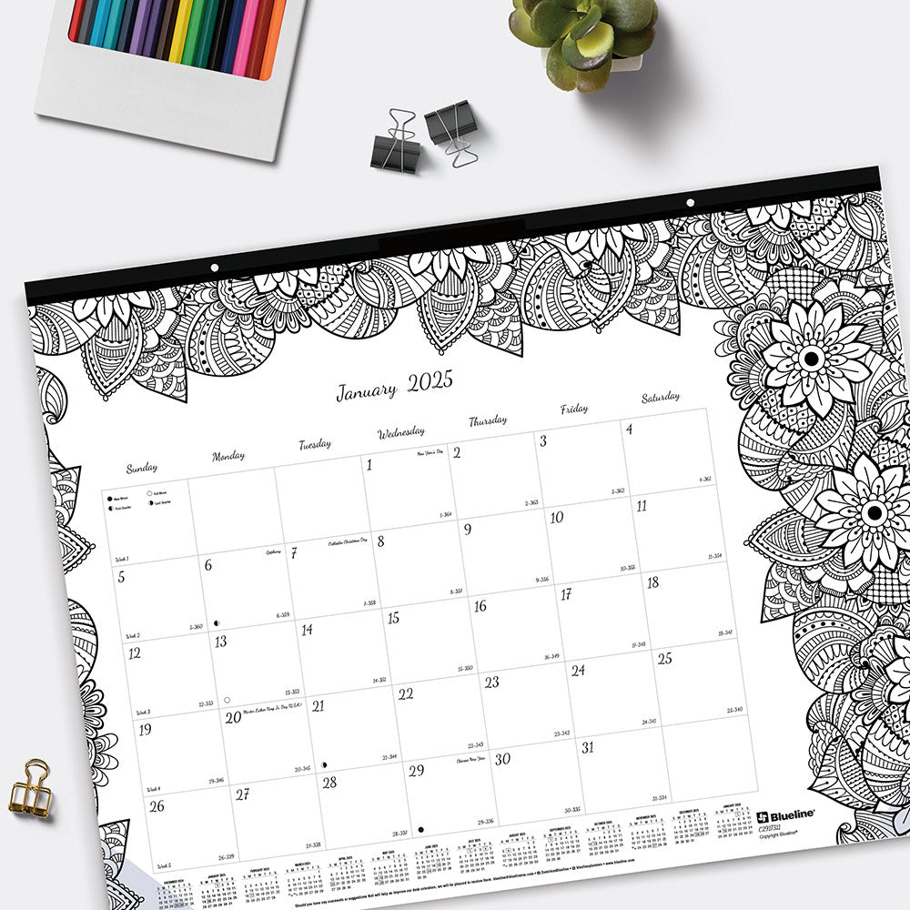 Doodleplan Collection Tagged Doodleplan Coloring Desk Pad C2917001 Blueline Usa 6892