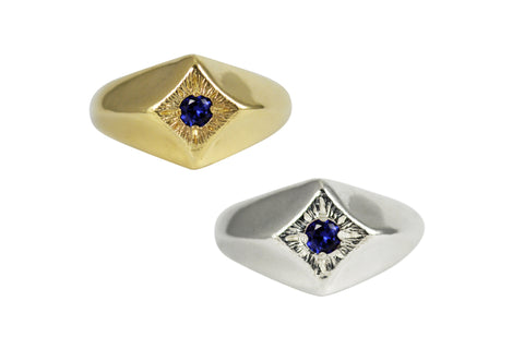 Compass Star Ring with Sapphire