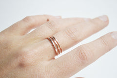 Three rose gold plain bands