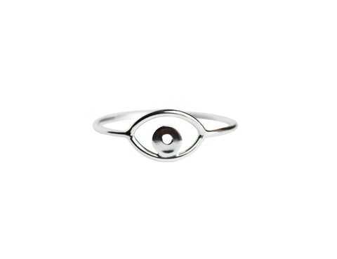 Thin Silver Evil Eye Ring