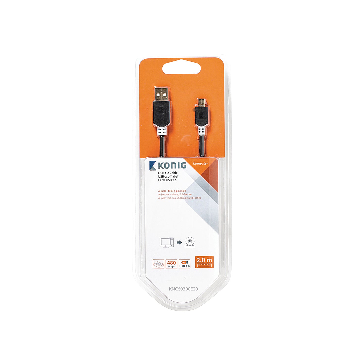 bizon nooit Internationale USB 2.0 Male To Mini Male 5 Pin Cable 2M Gray - Konig – Avilia Home