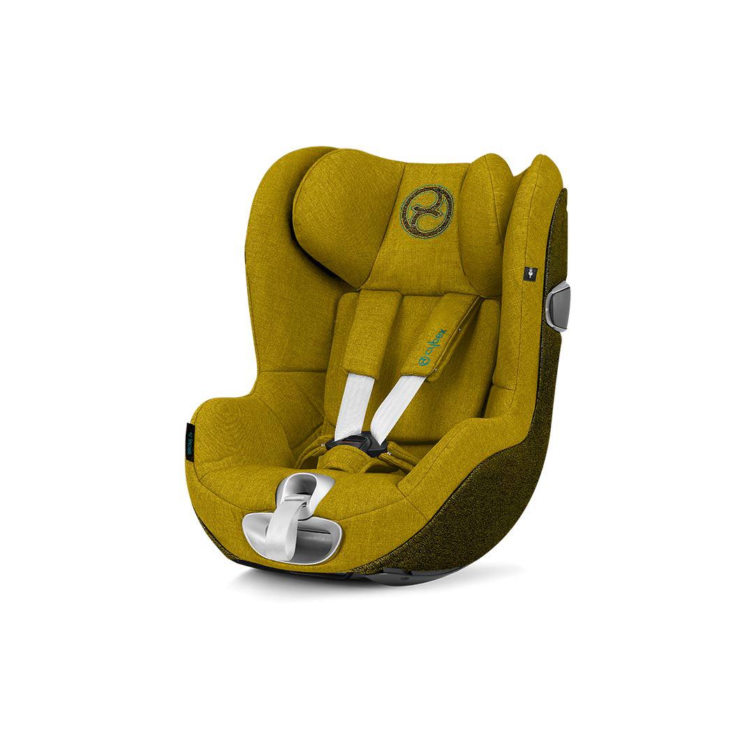 yellow car seat and stroller
