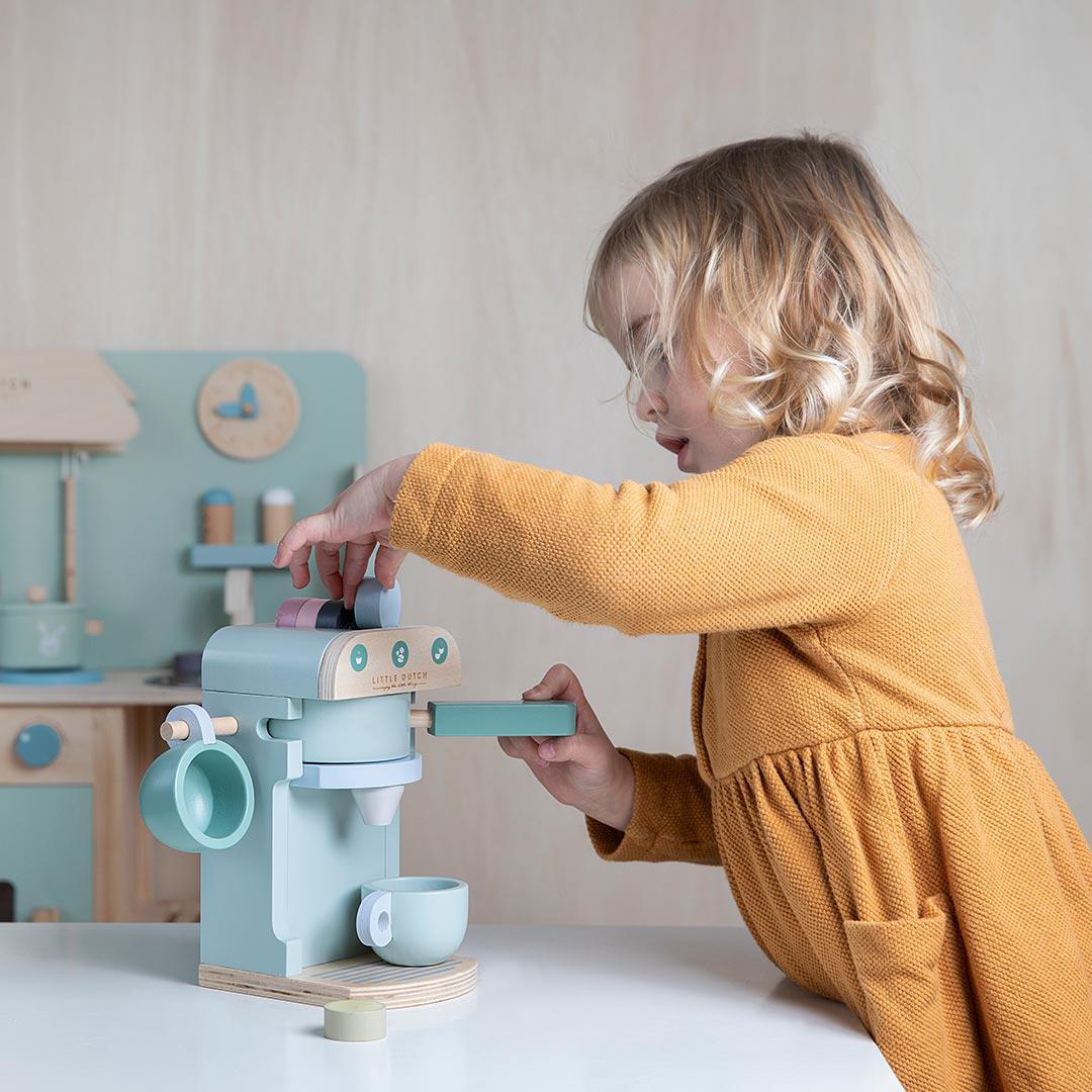 wooden coffee machine