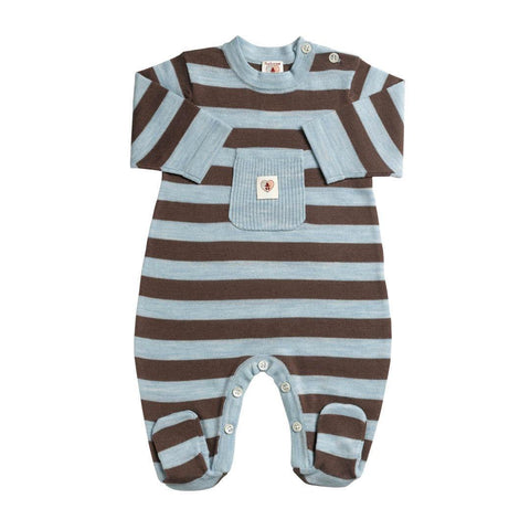 Nurtured by Nature Snugglesuit - Pure Merino - Chocolate and Cornflower - Babygrows & Sleepsuits - Natural Baby Shower