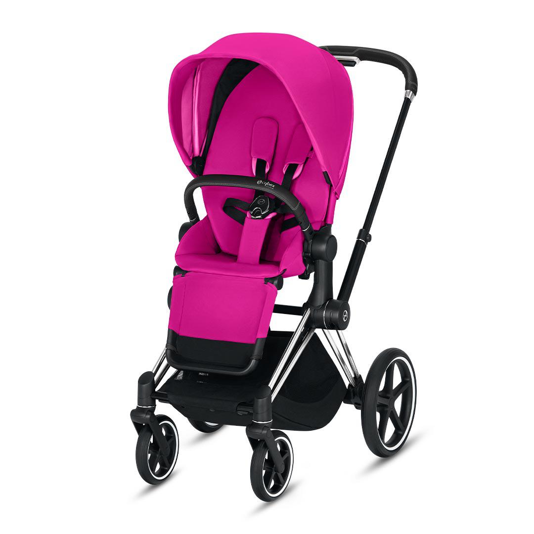 pink and black pushchair