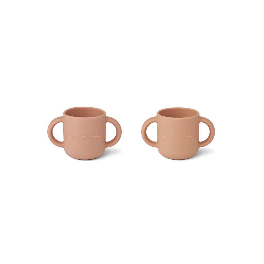 Liewood Gene Silicone Cups - Cat - Tuscany Rose/Pale Tuscany Mix - 2 Pack