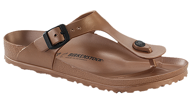 metallic copper gizeh birkenstocks