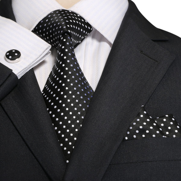 Black and White Silk Necktie Set JPM18A74