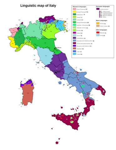 linguistic map of Italy