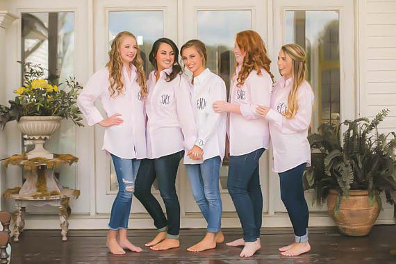 monogrammed button down shirts for bridesmaids