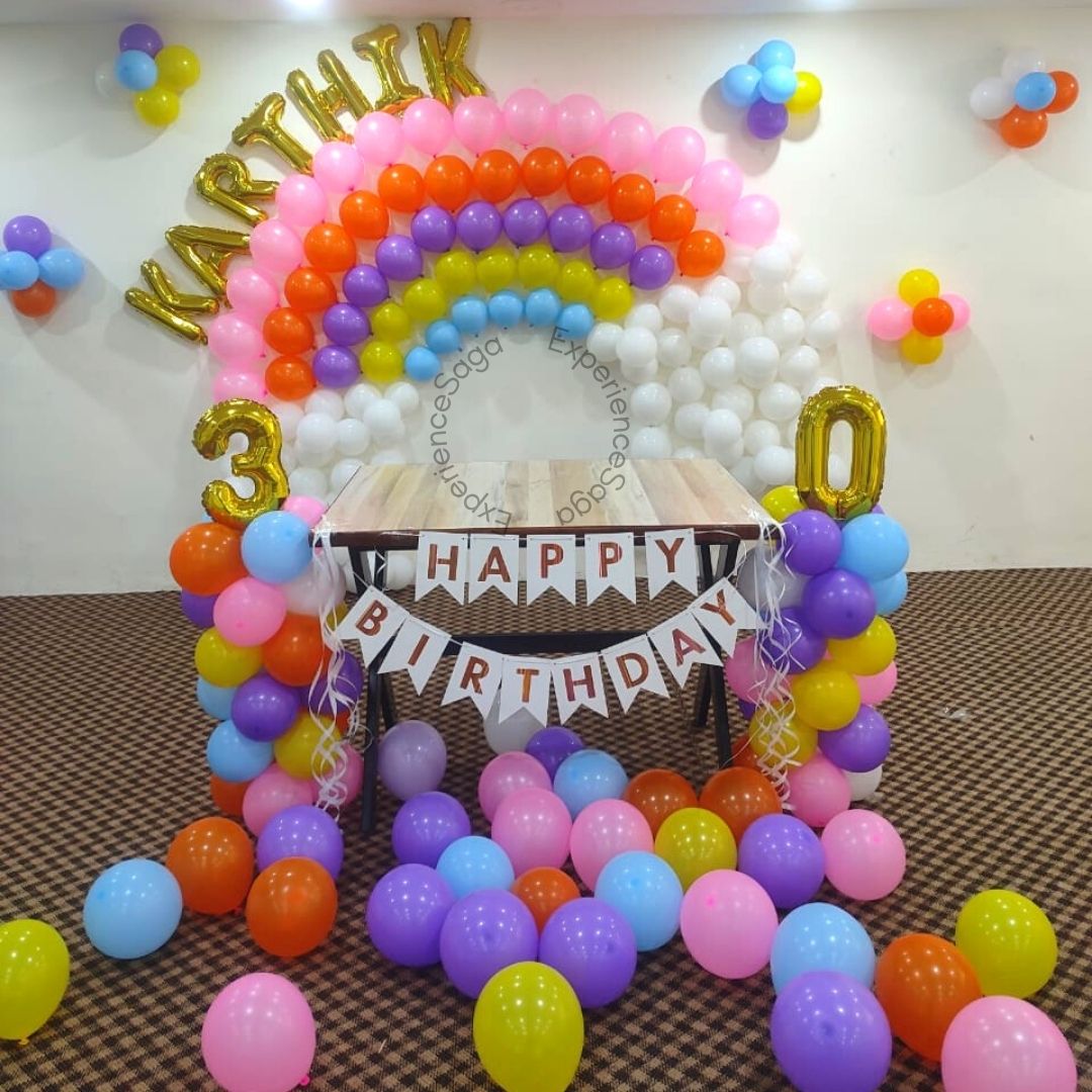 Rainbow Theme Balloon Decoration for Kid's Birthday, Ahmedabad ...