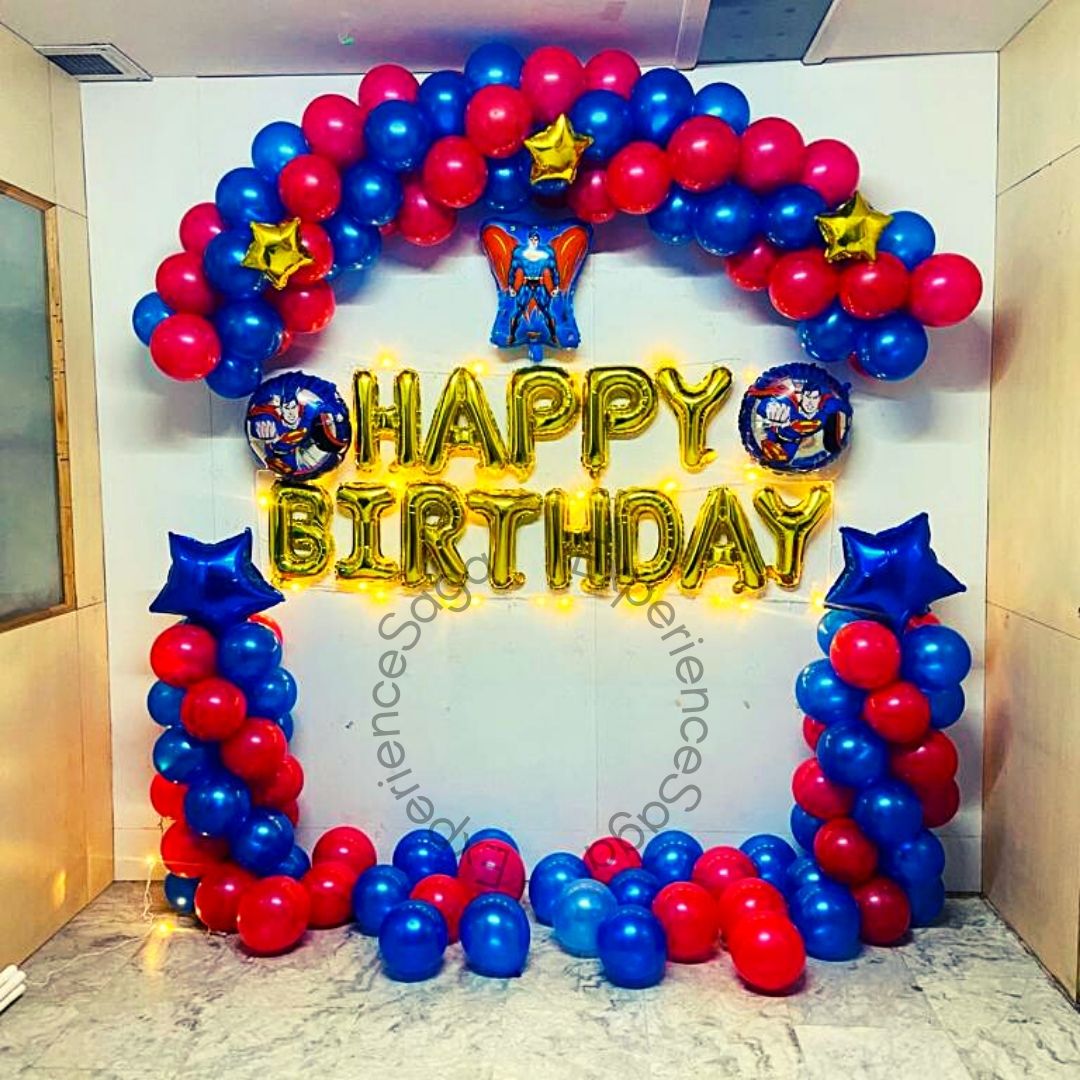 Superman Theme Balloon Decoration for Kid's Birthday, Delhi-NCR ...