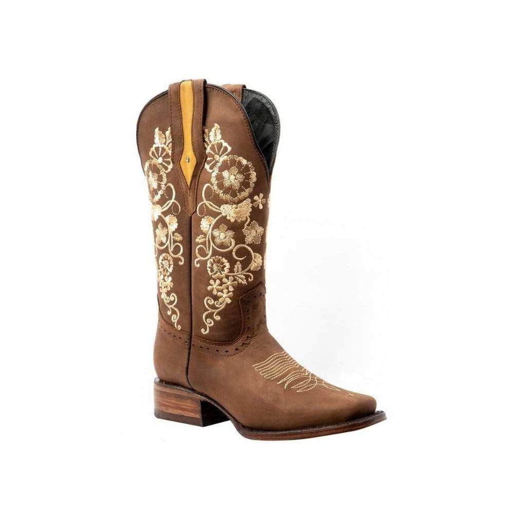 JB15-01 Brown Boots Flowers | de Rodeo | Joe Boots – ArlesShoes