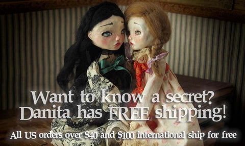 Enjoy FREE shipping on all your US orders over $40 and $100 international. Adopt your favorite handcrafted necklaces, earrings and bracelets, unique art dolls and original paintings.