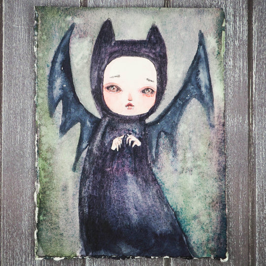 vampire bat vamp danita watercolor halloween monster creature