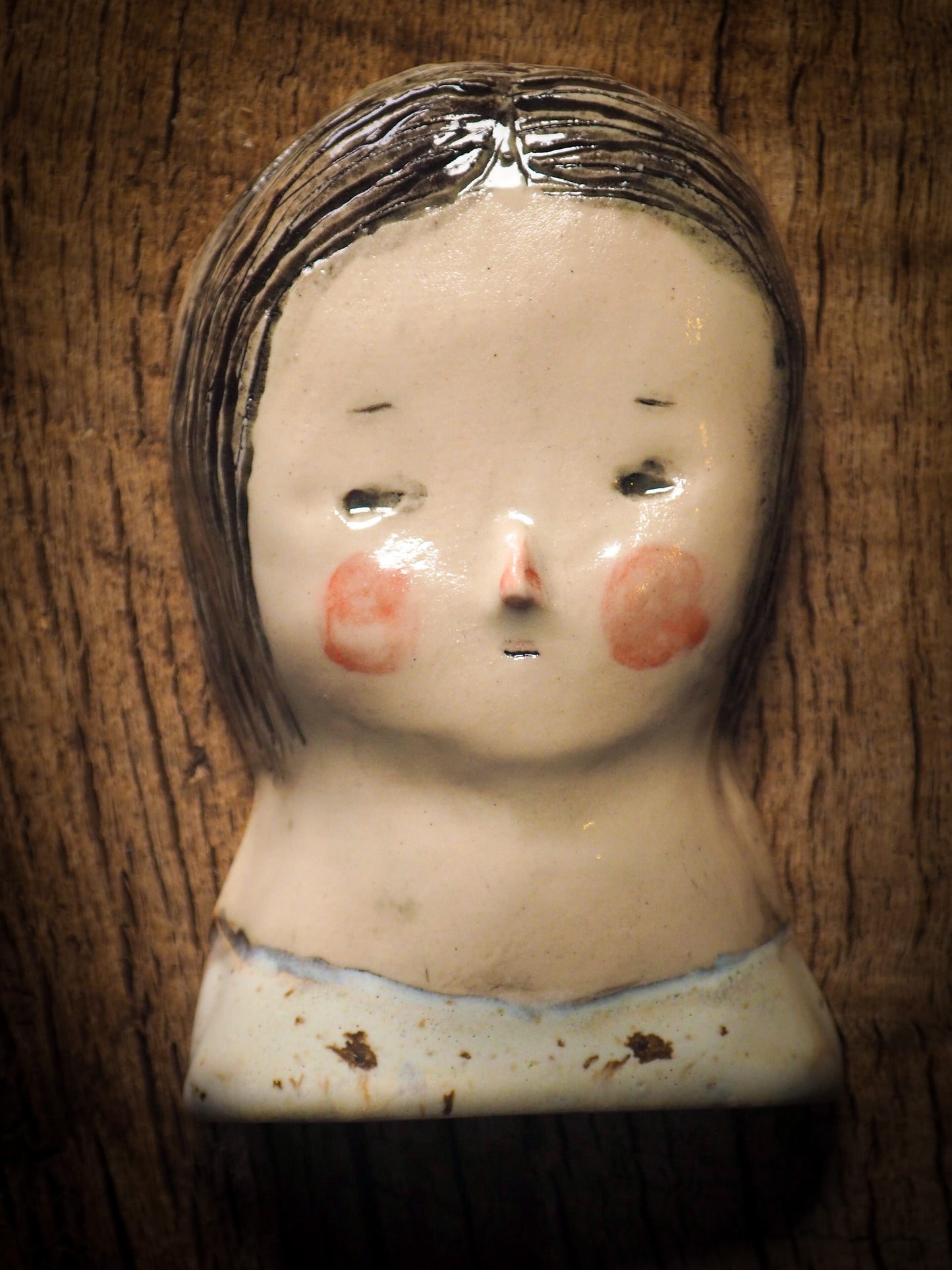 Original handmade ceramic decorative head bust figurine by Idania Salcido, Danita Art. A unique ceramic artwork designed, hand sculpted and fire glazed on my studio. Beautiful handmade touch for any home, this unique original figurine will highlight and match a personal home decoration style, vintage, eclectic, modern.