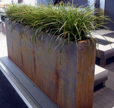 Corten Planter with Grass