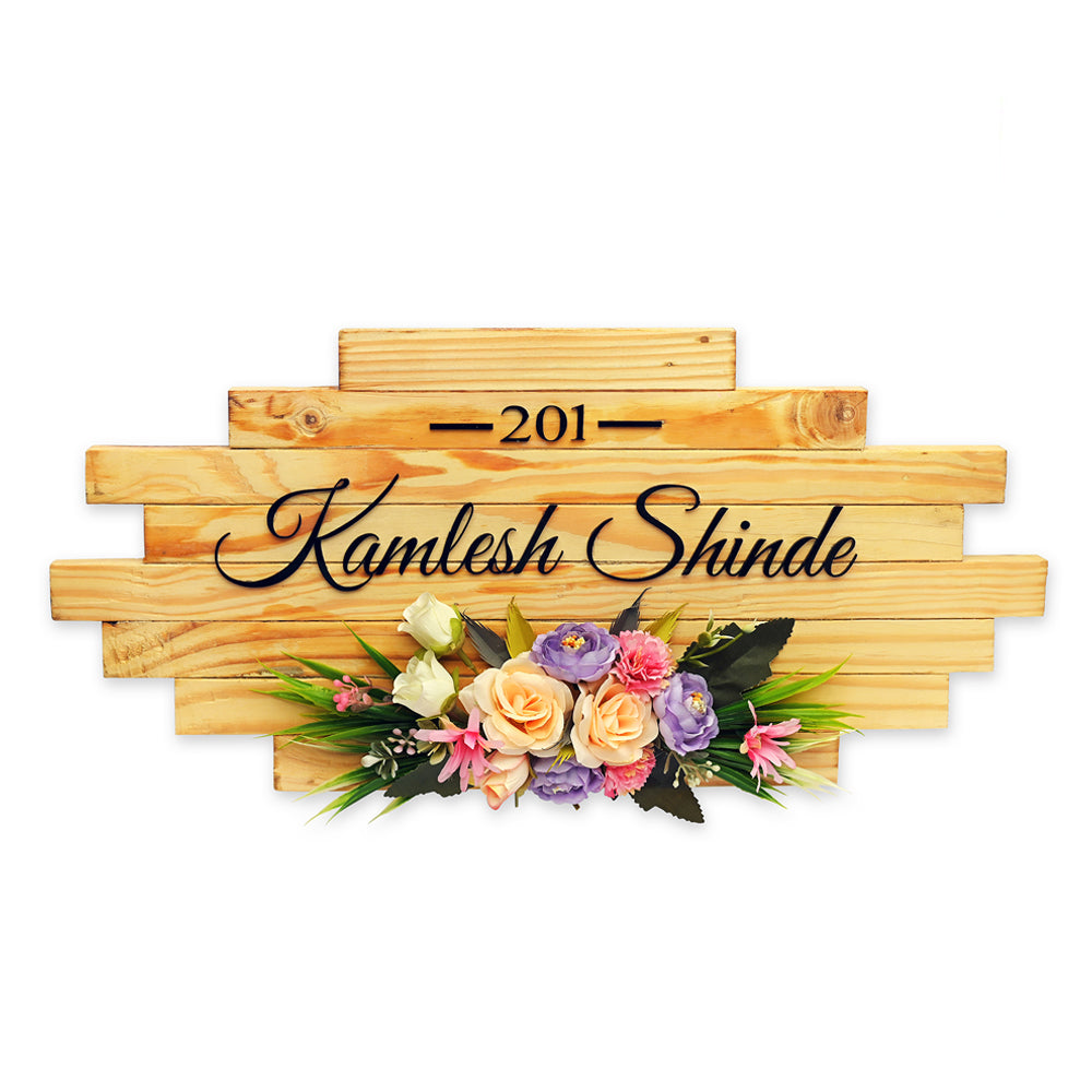 Wood & Acrylic Made Name Plate for Home/ Flat/ Bungalow #SN02 ...