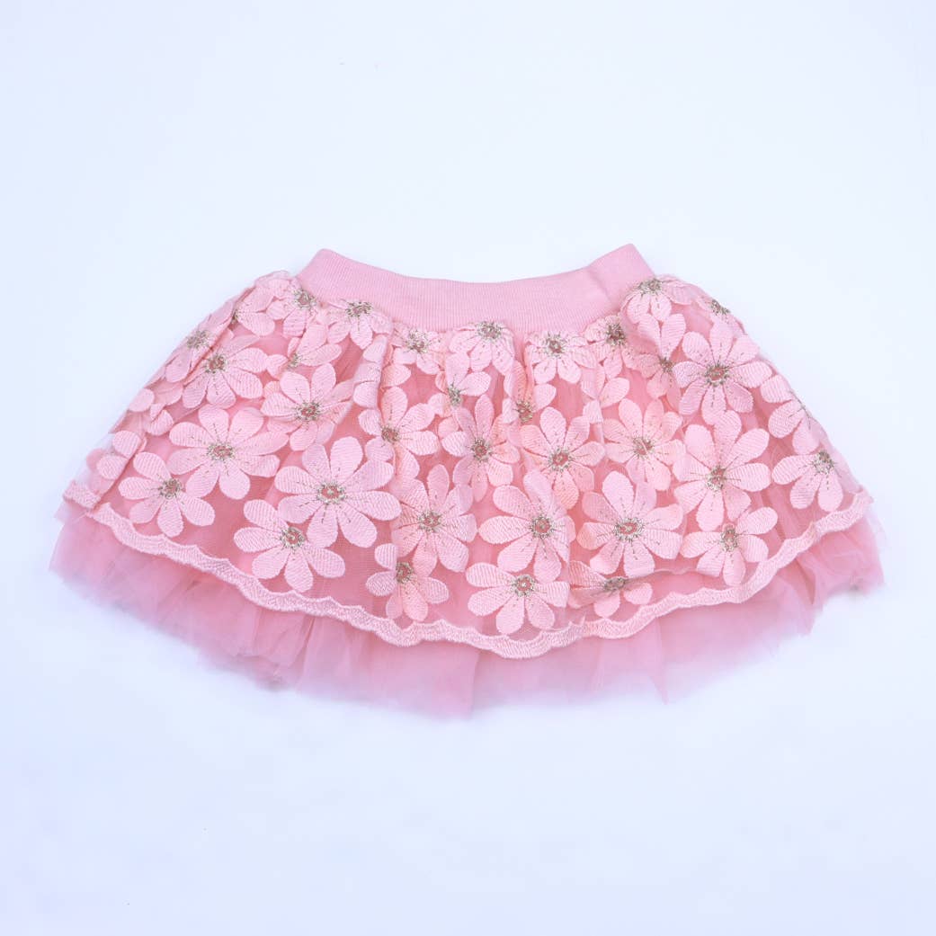 Pink Lace Floral Skirt